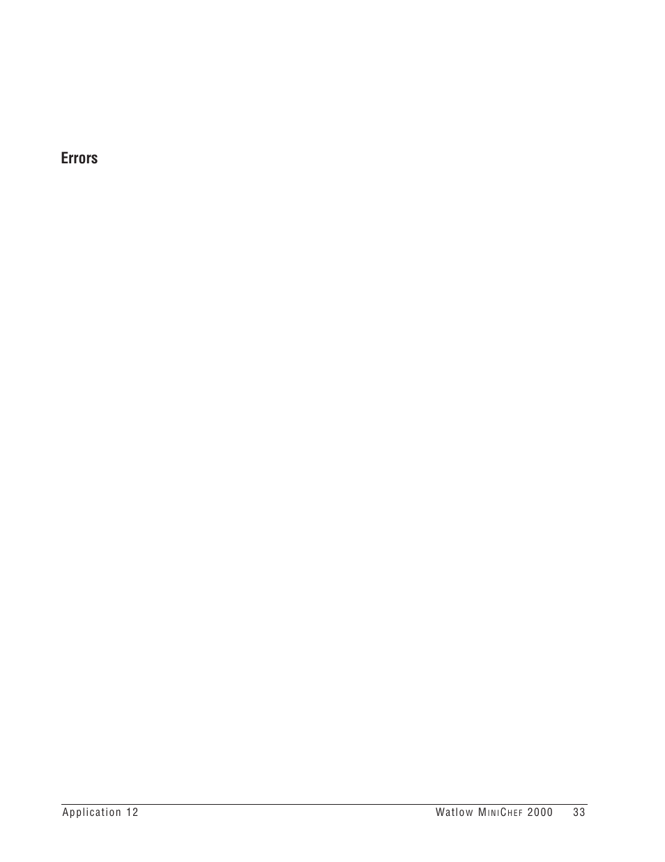 Errors | Watlow MINICHEF Deep Fat Fryer Application User Manual | Page 35 / 111