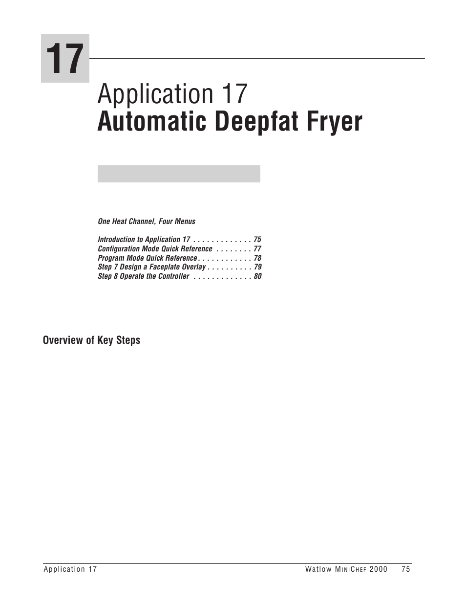 Application 17 automatic deepfat fryer | Watlow MINICHEF Deep Fat Fryer Application User Manual | Page 77 / 111