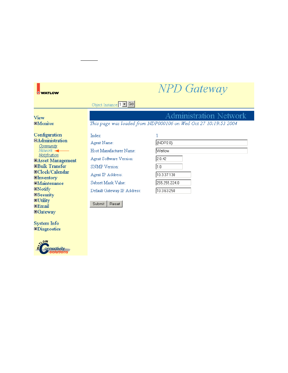 Administration network | Watlow NAFEM Gateway User Manual | Page 16 / 51