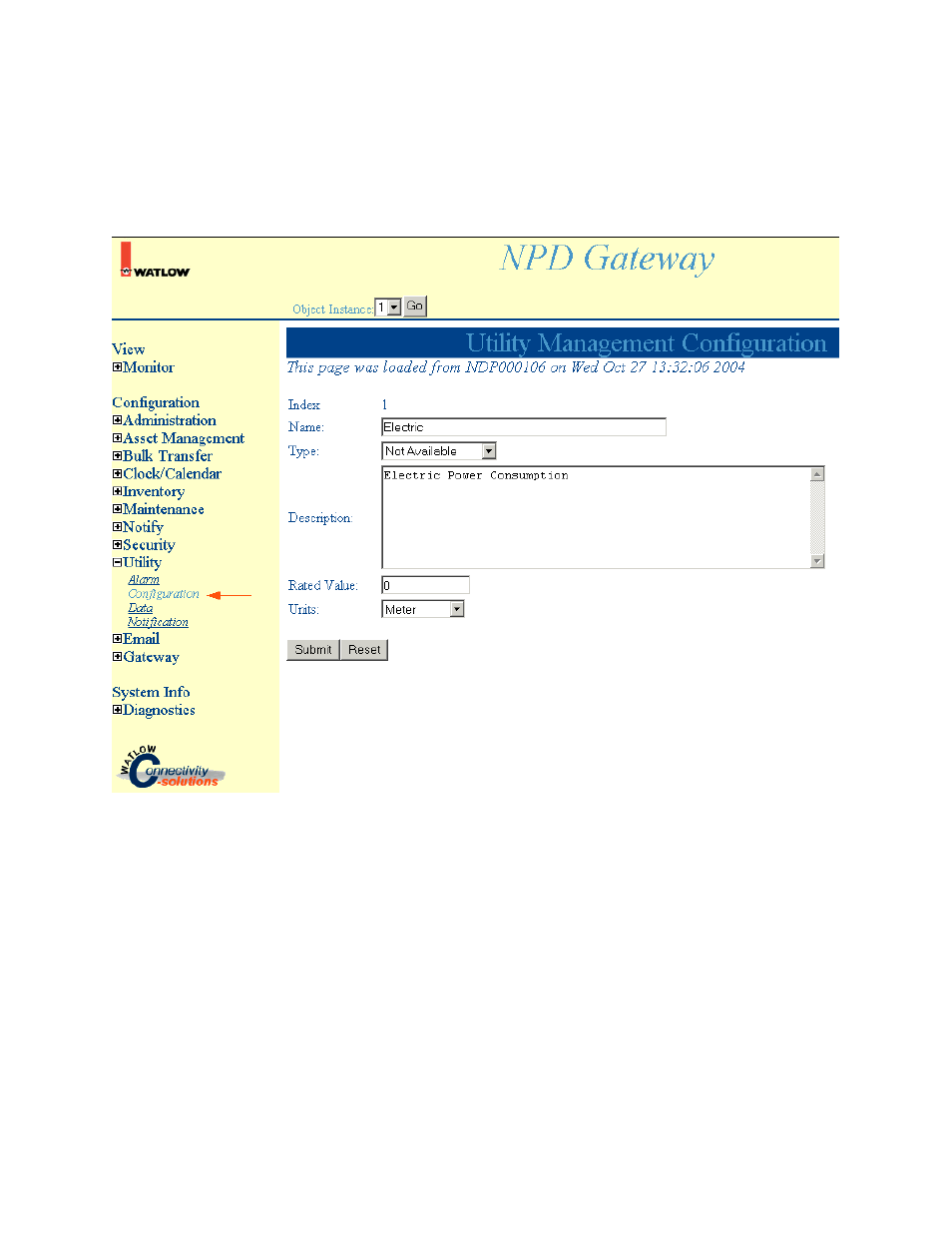 Utility management configuration, Notify host, Notify event log | Security user, Utility alarm | Watlow NAFEM Gateway User Manual | Page 36 / 51