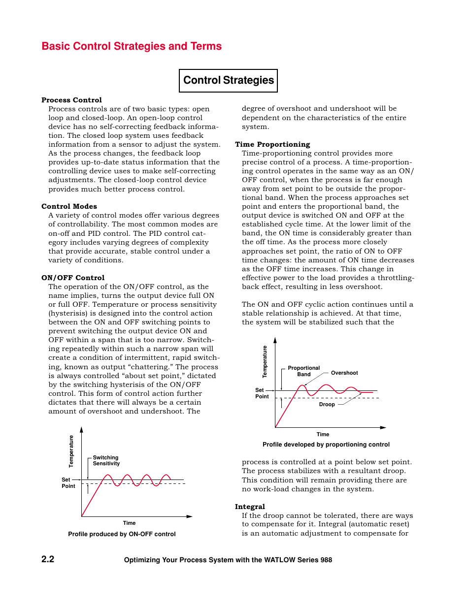 Control strategies, Basic control strategies and terms | Watlow Optimizing Your Process System with the Series 988 Controller User Manual | Page 12 / 74