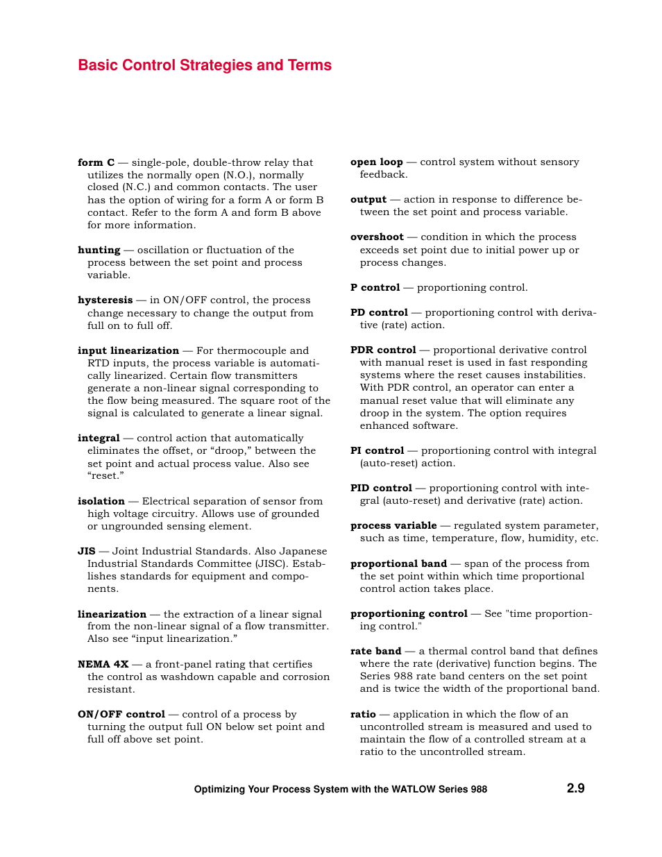 Basic control strategies and terms | Watlow Optimizing Your Process System with the Series 988 Controller User Manual | Page 19 / 74