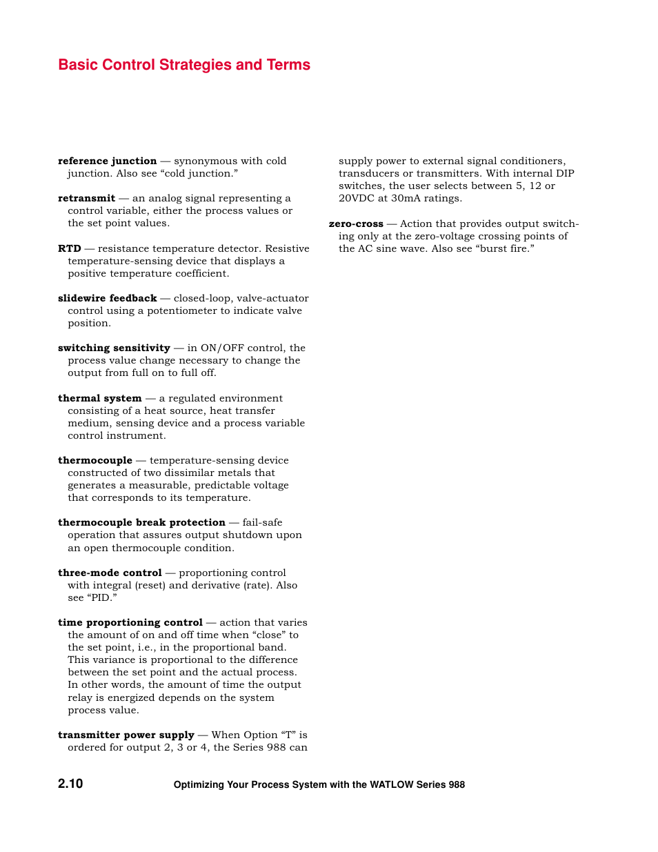 Basic control strategies and terms | Watlow Optimizing Your Process System with the Series 988 Controller User Manual | Page 20 / 74