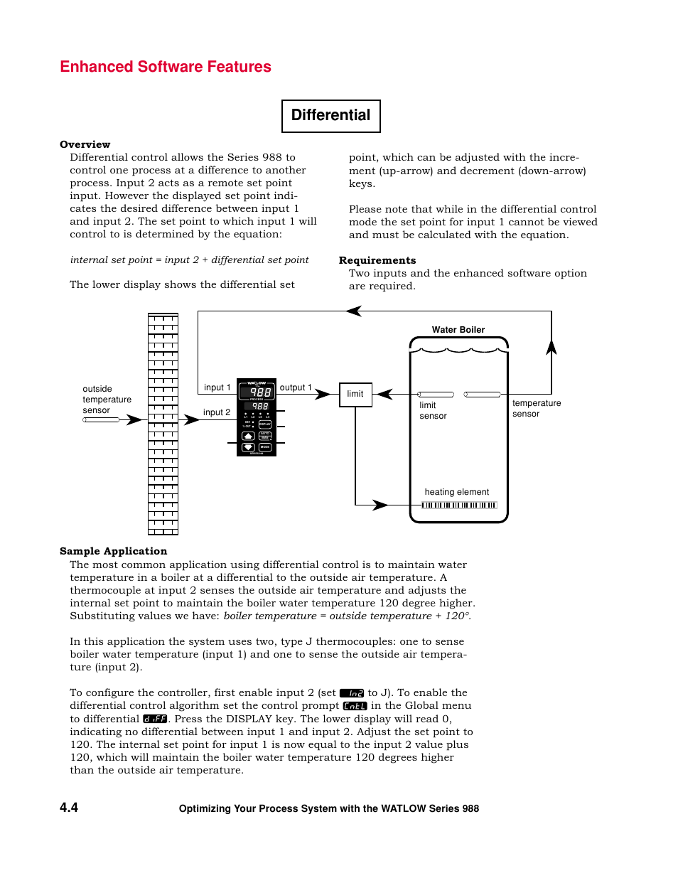 Differential, Enhanced software features | Watlow Optimizing Your Process System with the Series 988 Controller User Manual | Page 37 / 74
