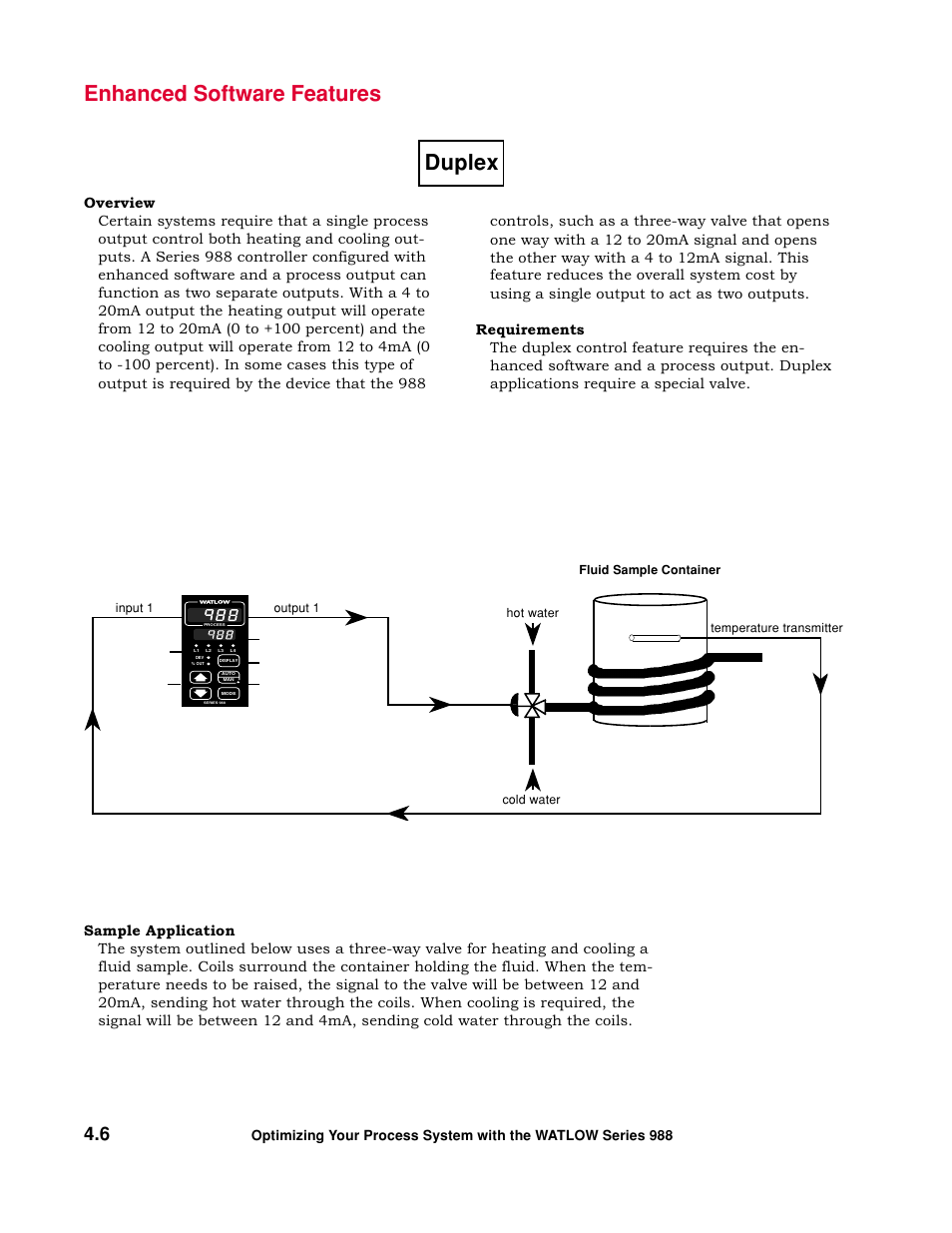 Duplex, Enhanced software features | Watlow Optimizing Your Process System with the Series 988 Controller User Manual | Page 39 / 74