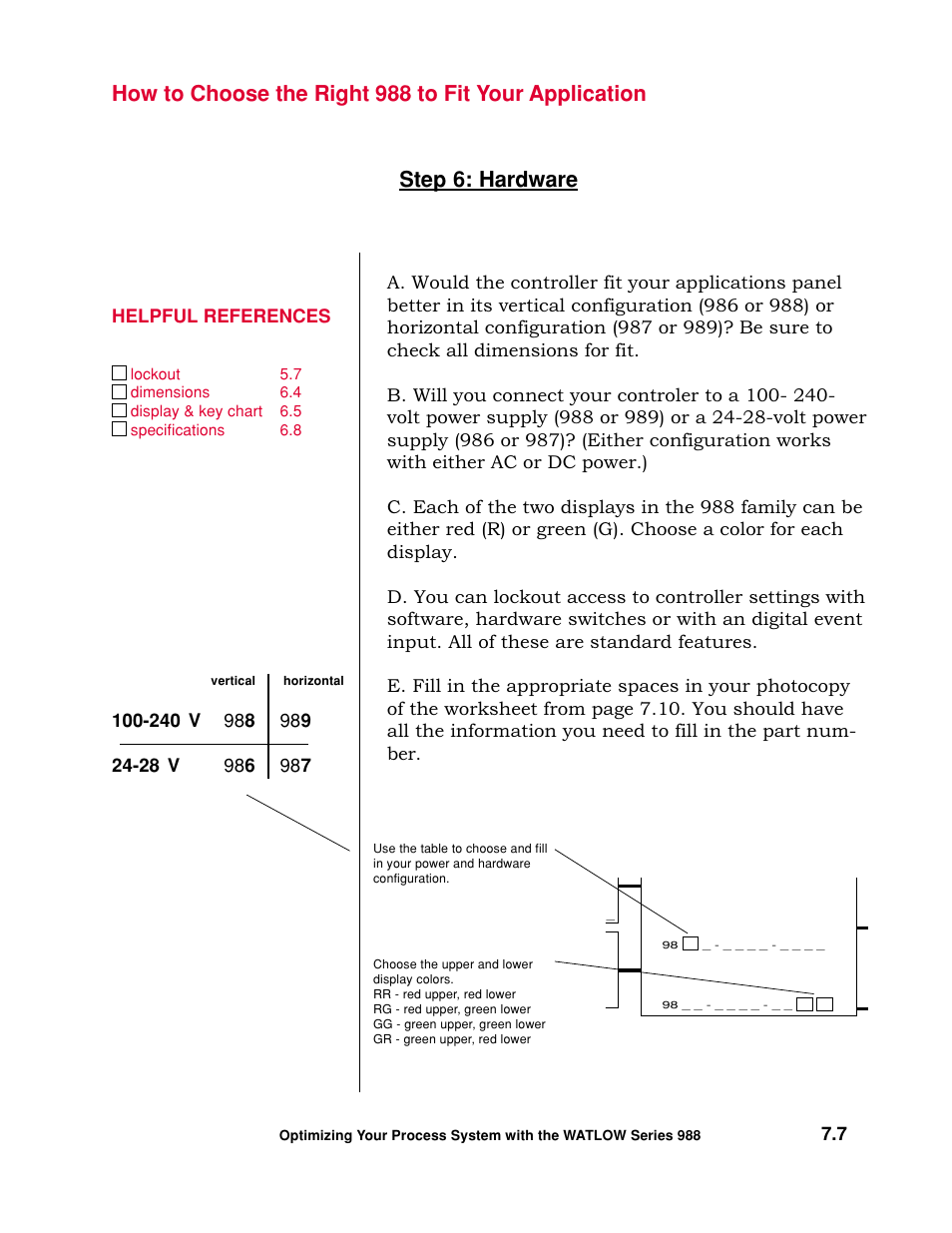 Hardware, Step 6: hardware | Watlow Optimizing Your Process System with the Series 988 Controller User Manual | Page 64 / 74