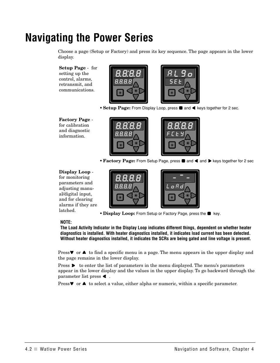Navigating the power series, Navigation, Algo | Watlow Power Series Rev H User Manual | Page 20 / 72