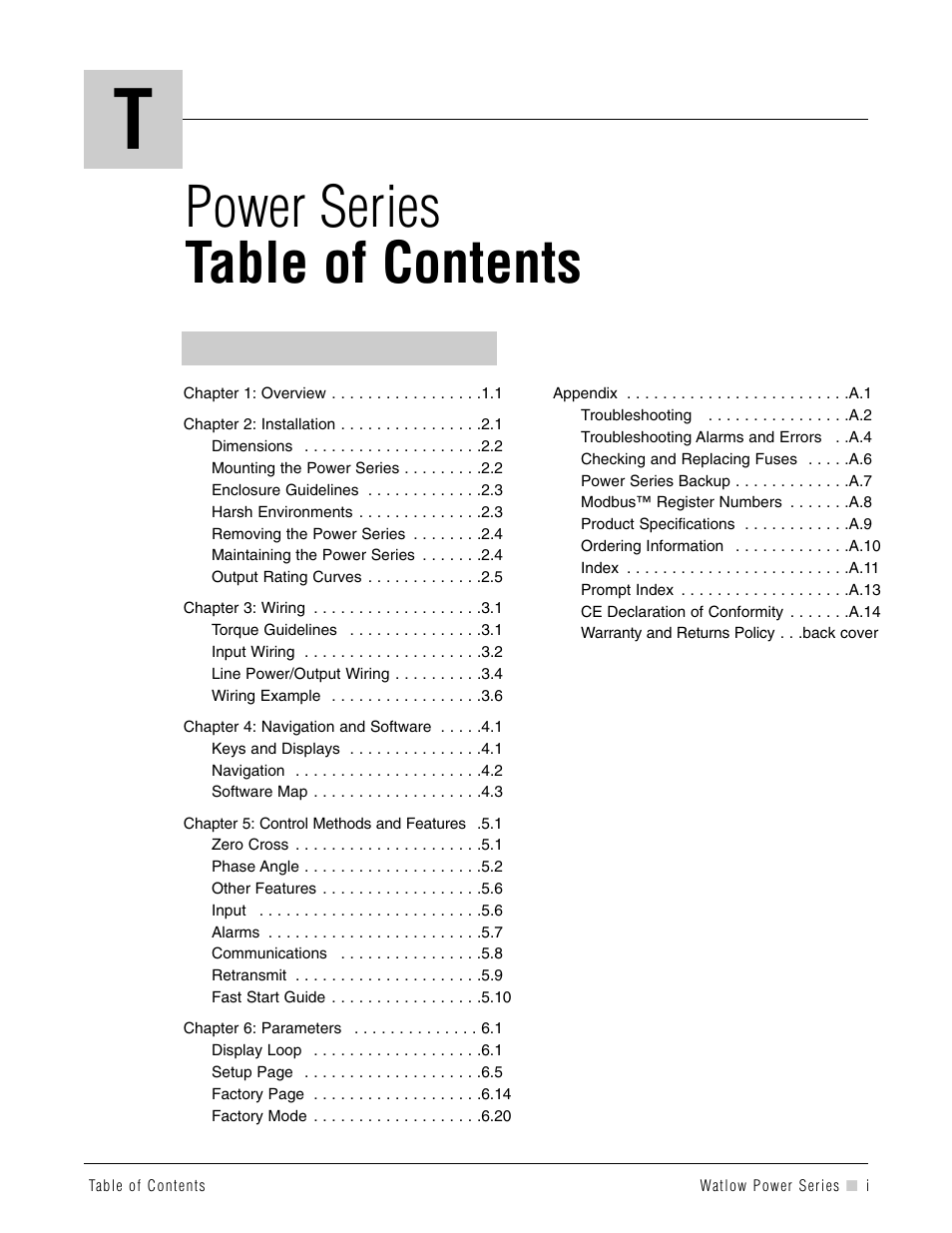 Watlow Power Series Rev H User Manual | Page 3 / 72