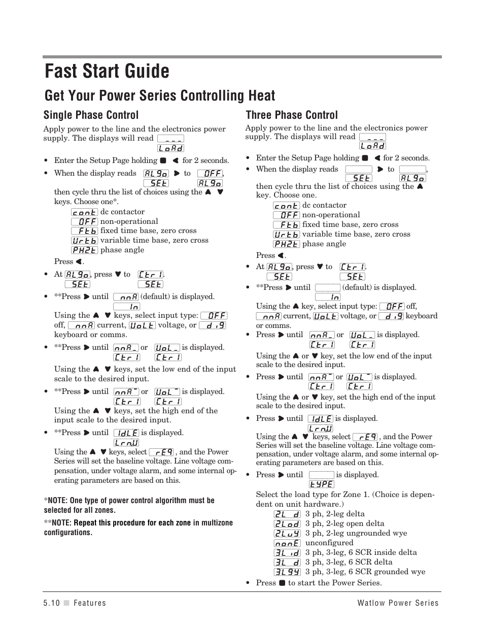 Fast start guide, Get your power series controlling heat, Single phase control | Three phase control | Watlow Power Series Rev H User Manual | Page 32 / 72