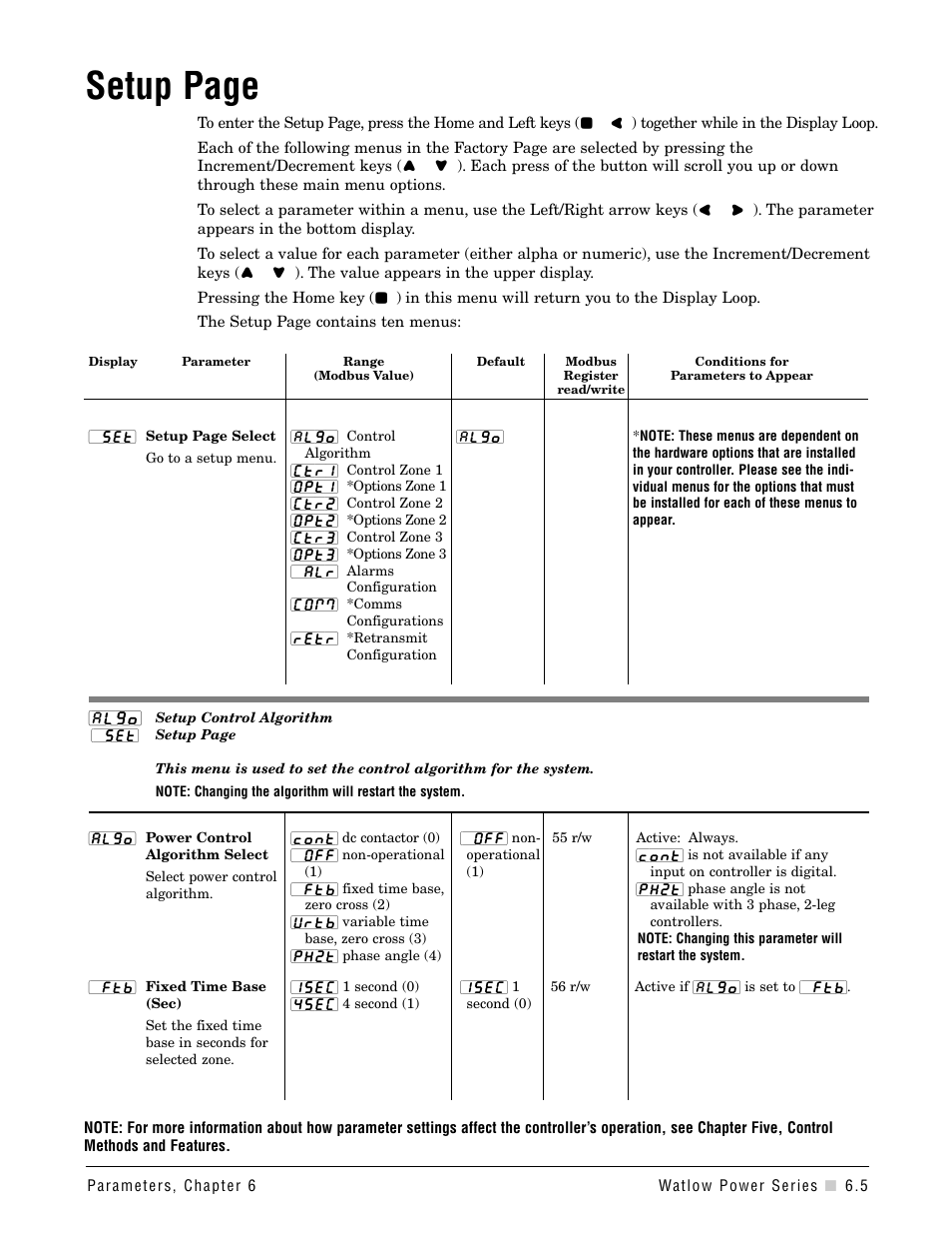 Setup page | Watlow Power Series Rev H User Manual | Page 37 / 72