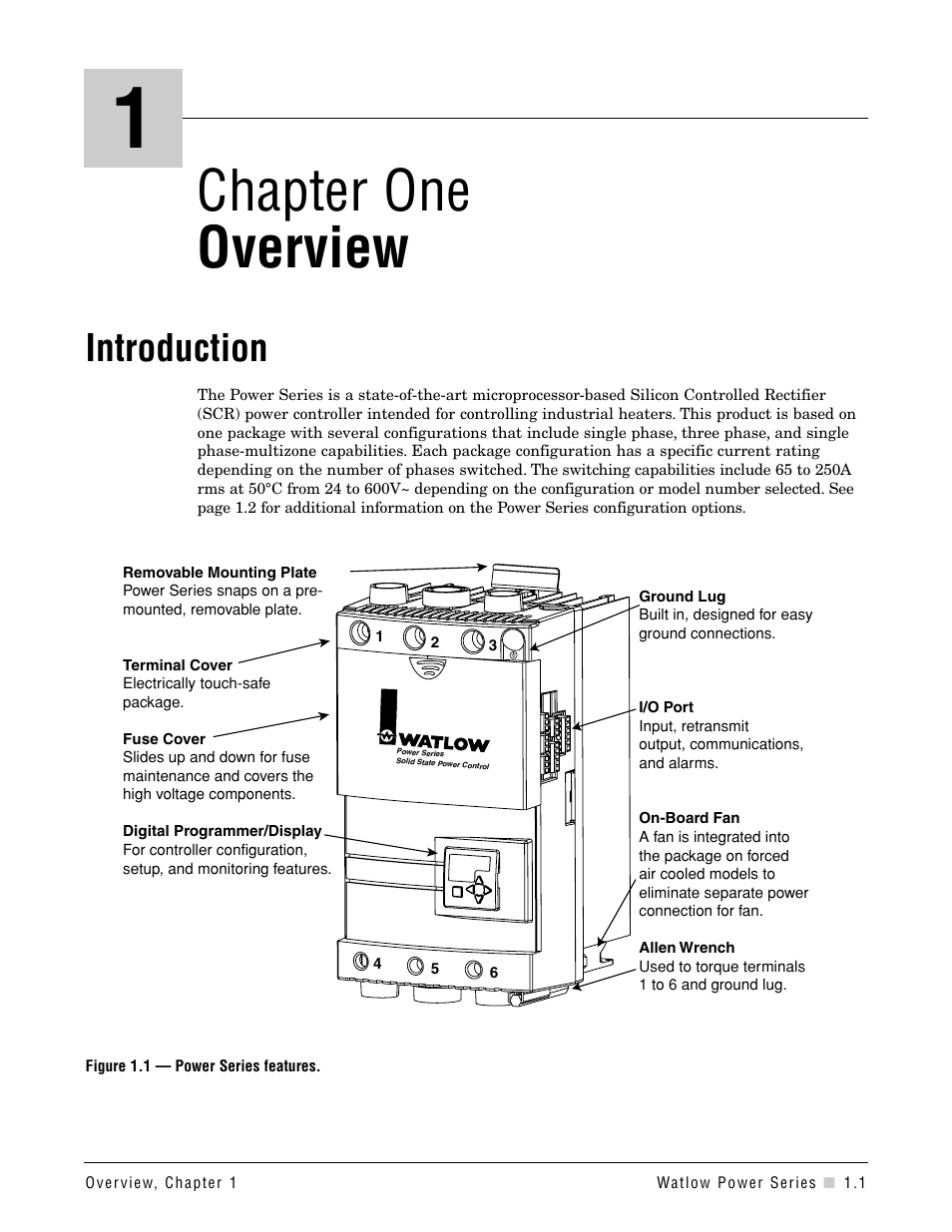 Chapter one overview, Chapter 1: overview, Introduction | Watlow Power Series Rev H User Manual | Page 5 / 72