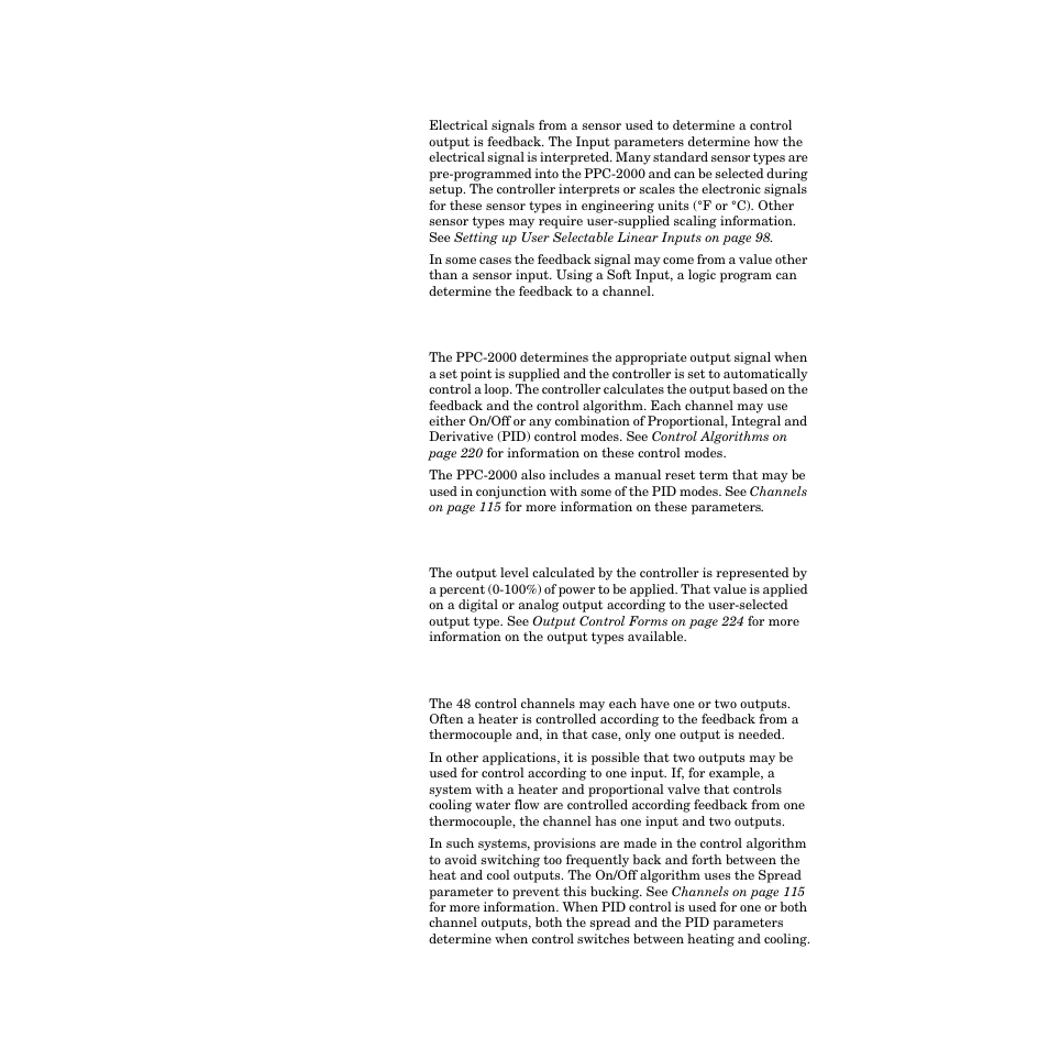 Feedback, Control algorithm, Control output signal forms | Heat and cool outputs | Watlow PPC-2000 User Manual | Page 114 / 320