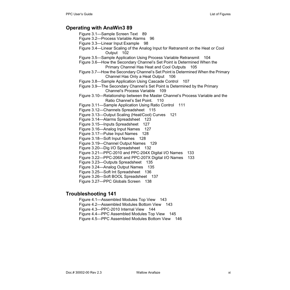 Operating with anawin3 89, Troubleshooting 141 | Watlow PPC-2000 User Manual | Page 17 / 320