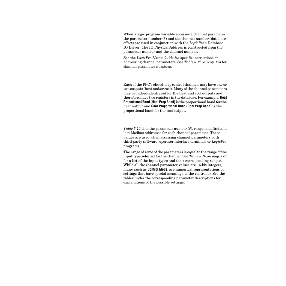 Accessing channel parameters with logicpro, Channel parameters for heat and cool outputs, Channel parameters | Accessing channel parameters with, Logicpro | Watlow PPC-2000 User Manual | Page 199 / 320