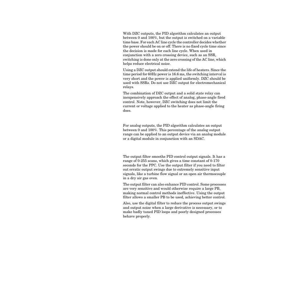 Distributed zero crossing (dzc), Analog outputs, Output filter | Output filter 225 | Watlow PPC-2000 User Manual | Page 253 / 320