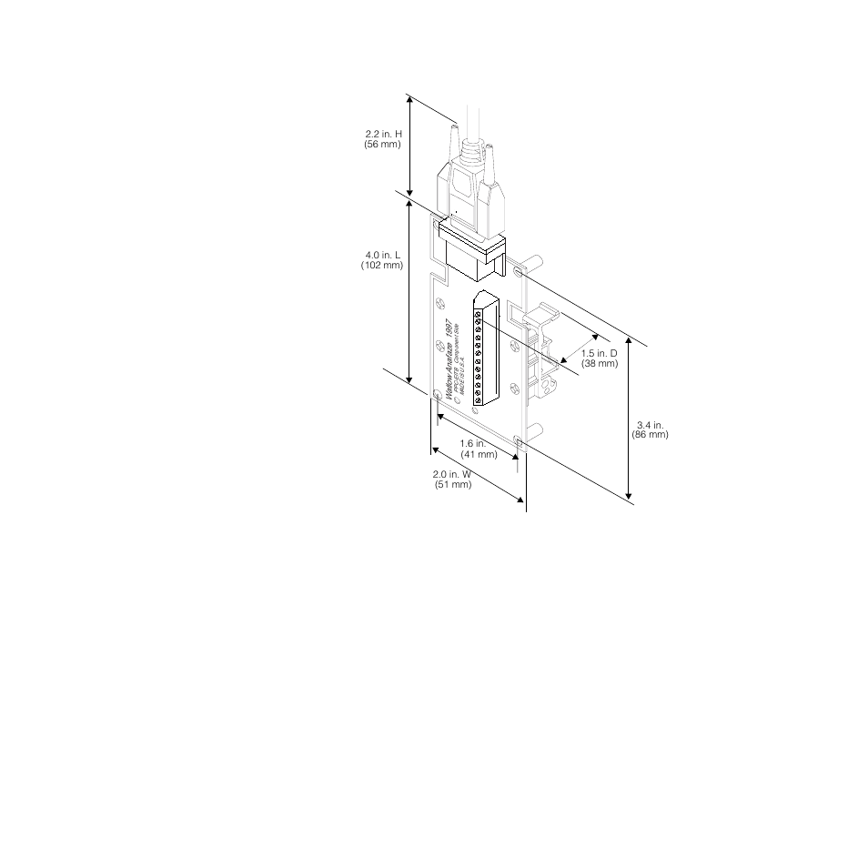 Figure 7.18 ppc-eitb dimensions with hd-type cable | Watlow PPC-2000 User Manual | Page 288 / 320