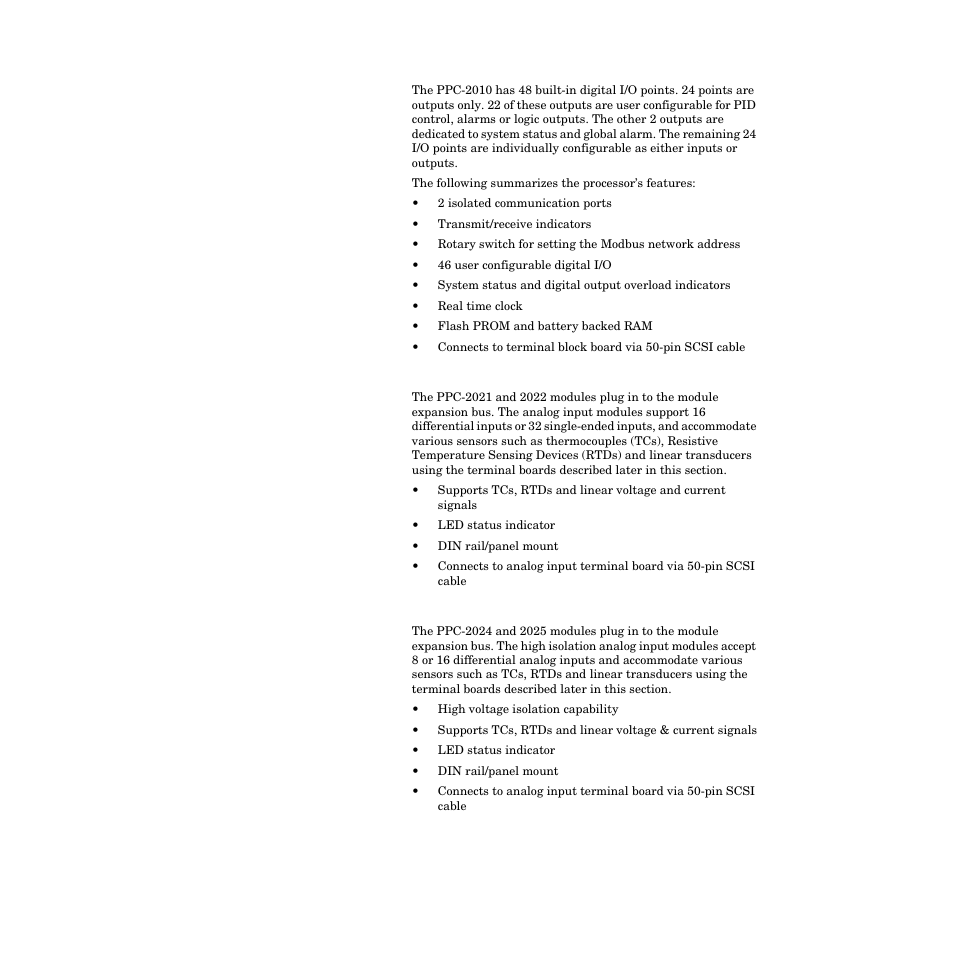 Ppc-2021 - 2022 analog in modules, Ppc-2024 - 2025 analog in high isolation modules | Watlow PPC-2000 User Manual | Page 31 / 320