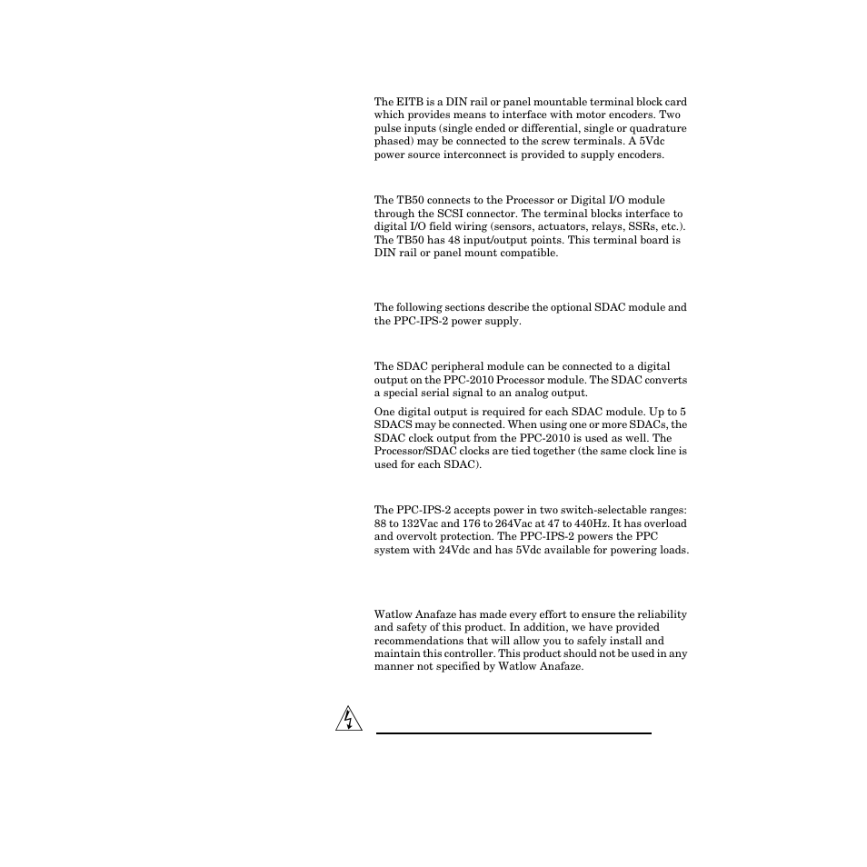 Ppc-eitb-1 encoder input terminal board, Ppc-tb50-scsi 50-pin terminal board, Additional components | Sdac serial analog-to-digital converter, Ppc-ips-2, Safety, Additional components 9, Safety 9 | Watlow PPC-2000 User Manual | Page 33 / 320