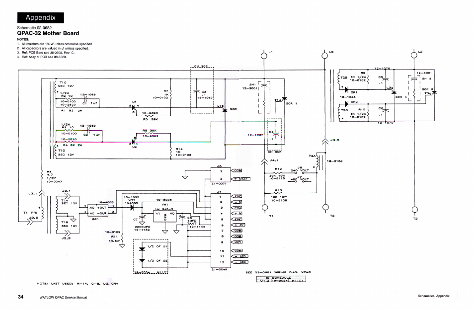 Qpac-32 mother board | Watlow QPAC Modular SCR Power Control Service User Manual | Page 34 / 43