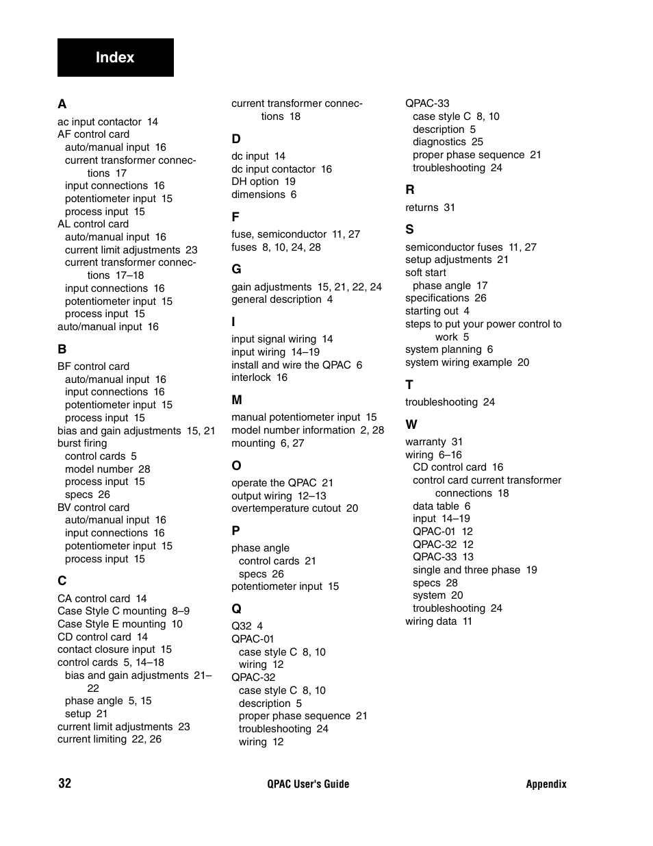 Index | Watlow QPAC User Manual | Page 32 / 34