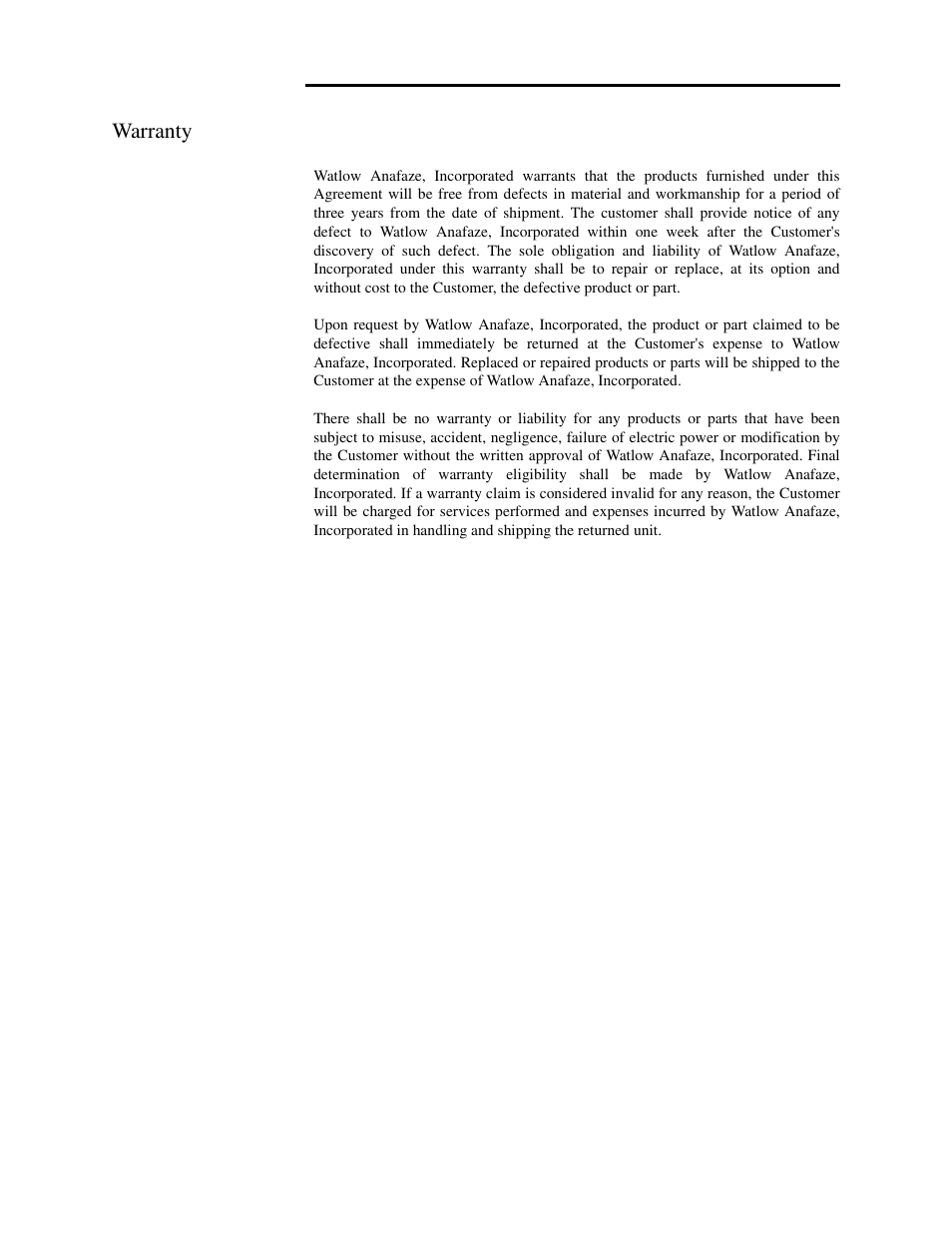 Warranty | Watlow Relay Interface Board User Manual | Page 2 / 22