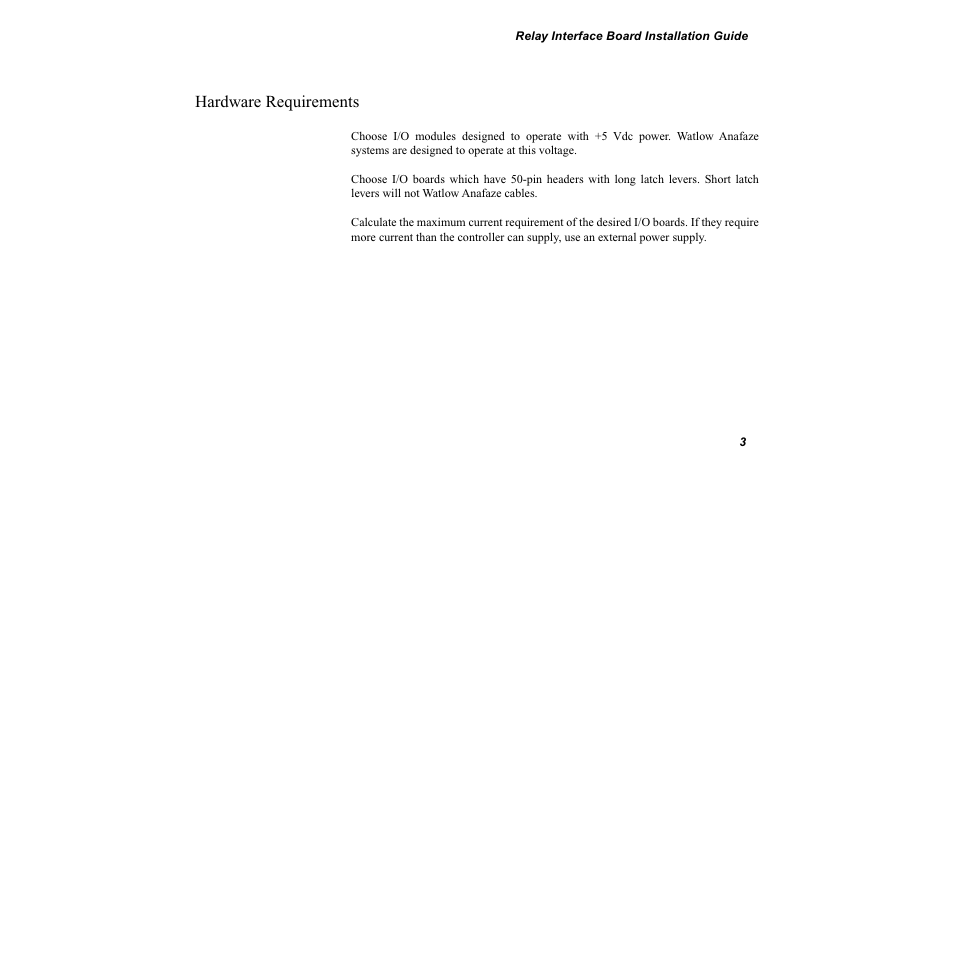 Hardware requirements | Watlow Relay Interface Board User Manual | Page 7 / 22