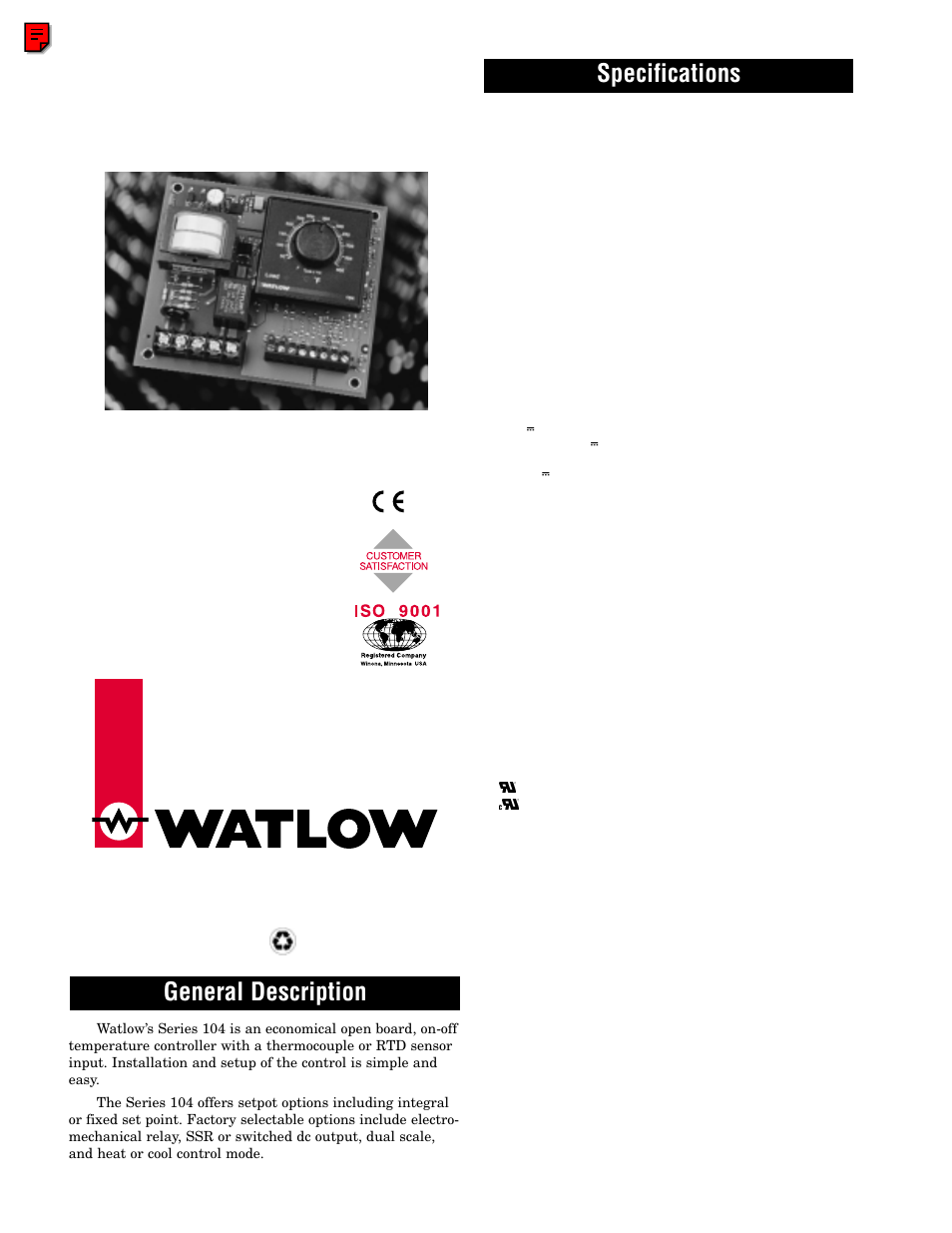 Watlow Series 104 User Manual | 6 pages