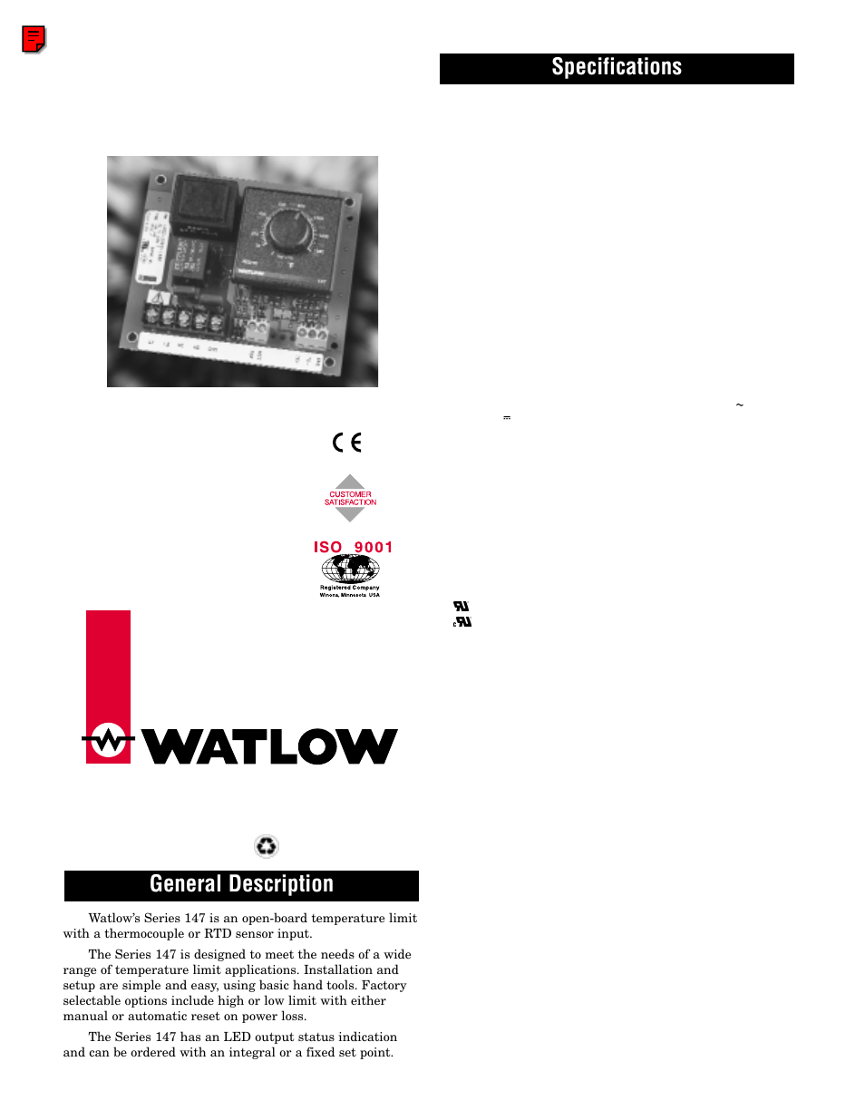 Watlow Series 147 User Manual | 6 pages