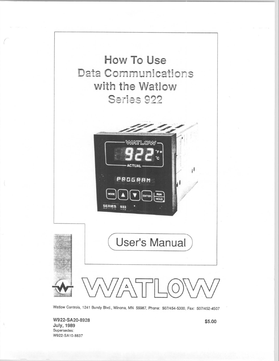 Watlow Series 922 Retrofit User Manual | Page 101 / 127