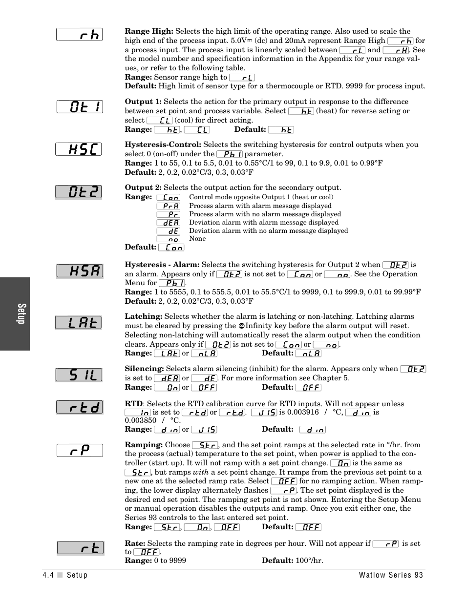 Setup | Watlow Series 93 User Manual | Page 22 / 52