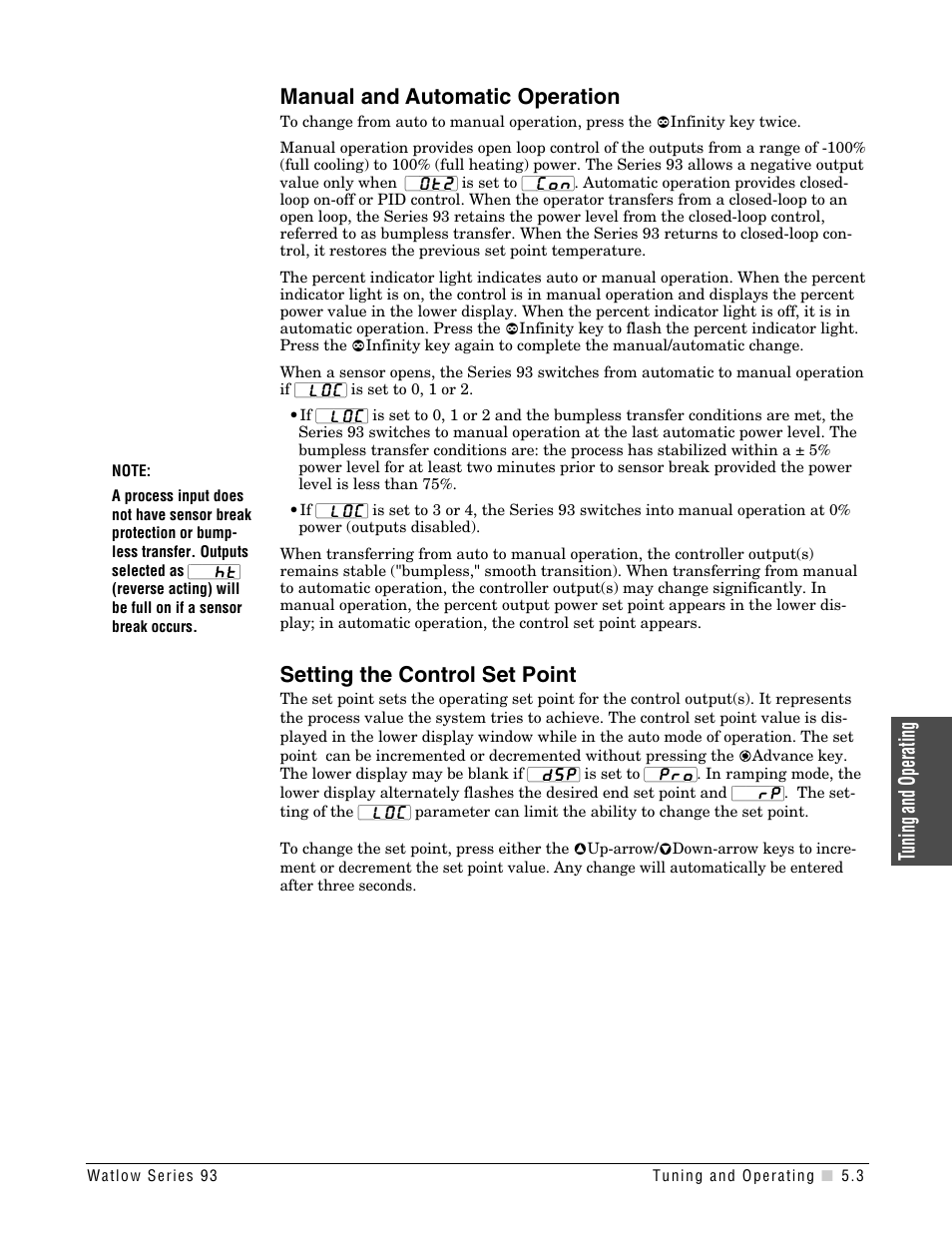 Setting the control set point | Watlow Series 93 User Manual | Page 29 / 52