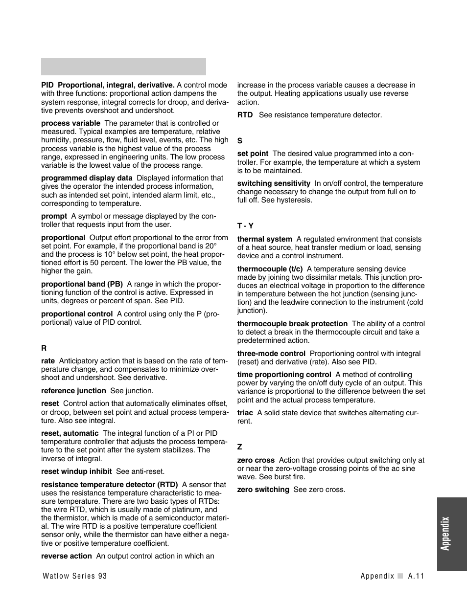 Appendix | Watlow Series 93 User Manual | Page 43 / 52