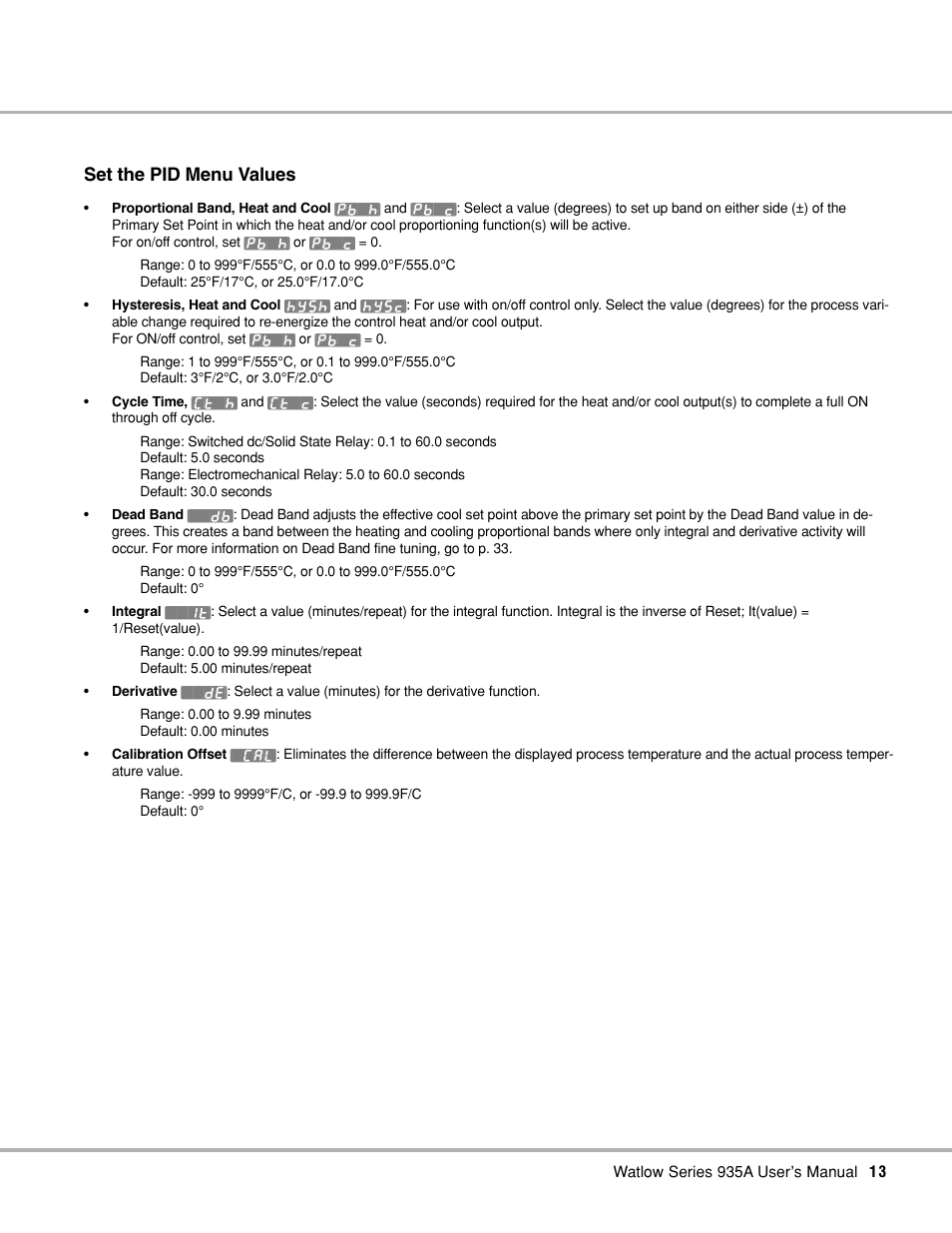 Set the pid menu values | Watlow Series 935A User Manual | Page 15 / 68