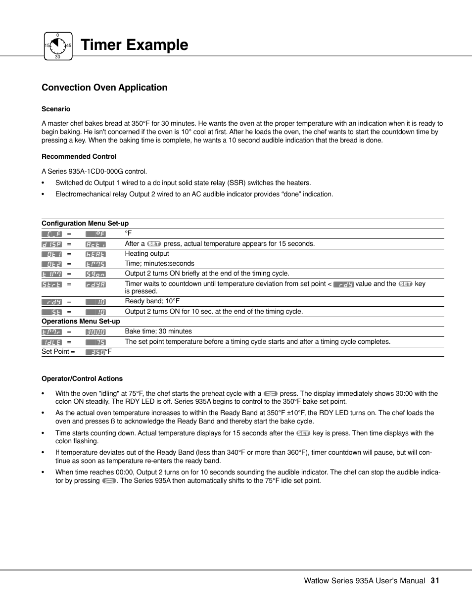 Timer example, Convection oven application | Watlow Series 935A User Manual | Page 33 / 68