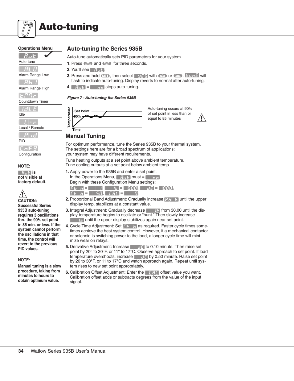 Auto-tuning, Ou may rely solely on the auto-tune | Watlow Series 935B User Manual | Page 34 / 60