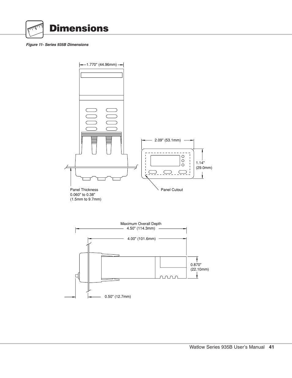 Dimensions, 10 dimensions | Watlow Series 935B User Manual | Page 41 / 60