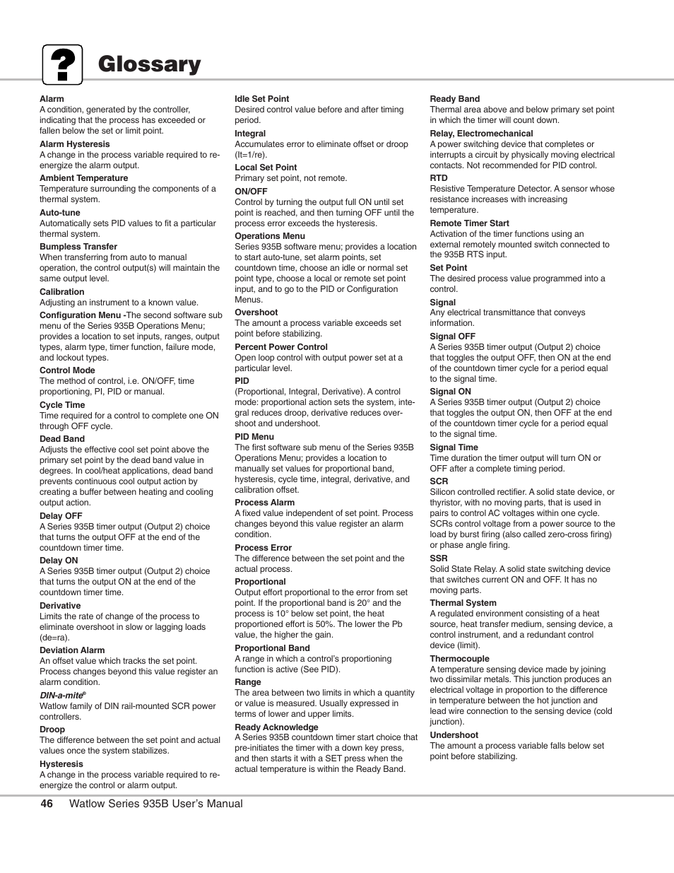 Glossary | Watlow Series 935B User Manual | Page 46 / 60