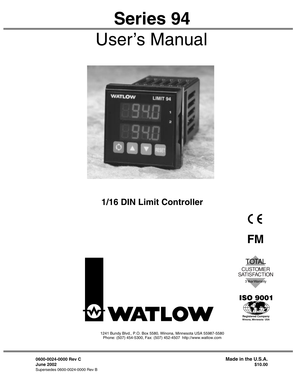 Watlow Series 94 User Manual | 40 pages