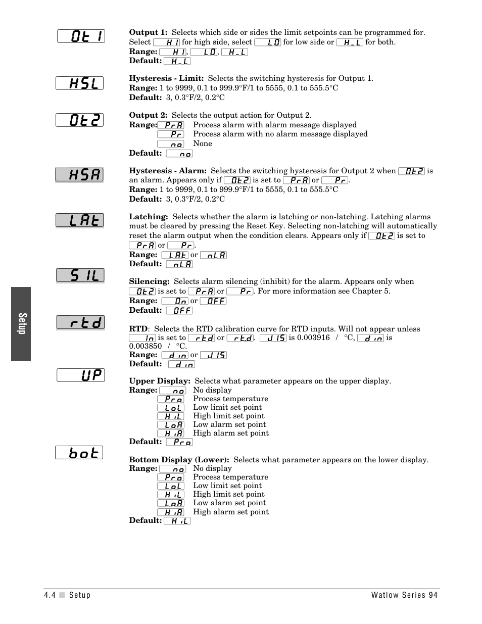 Setup | Watlow Series 94 User Manual | Page 20 / 40