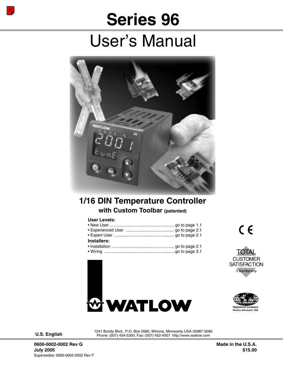 Watlow Series 96 User Manual | 72 pages