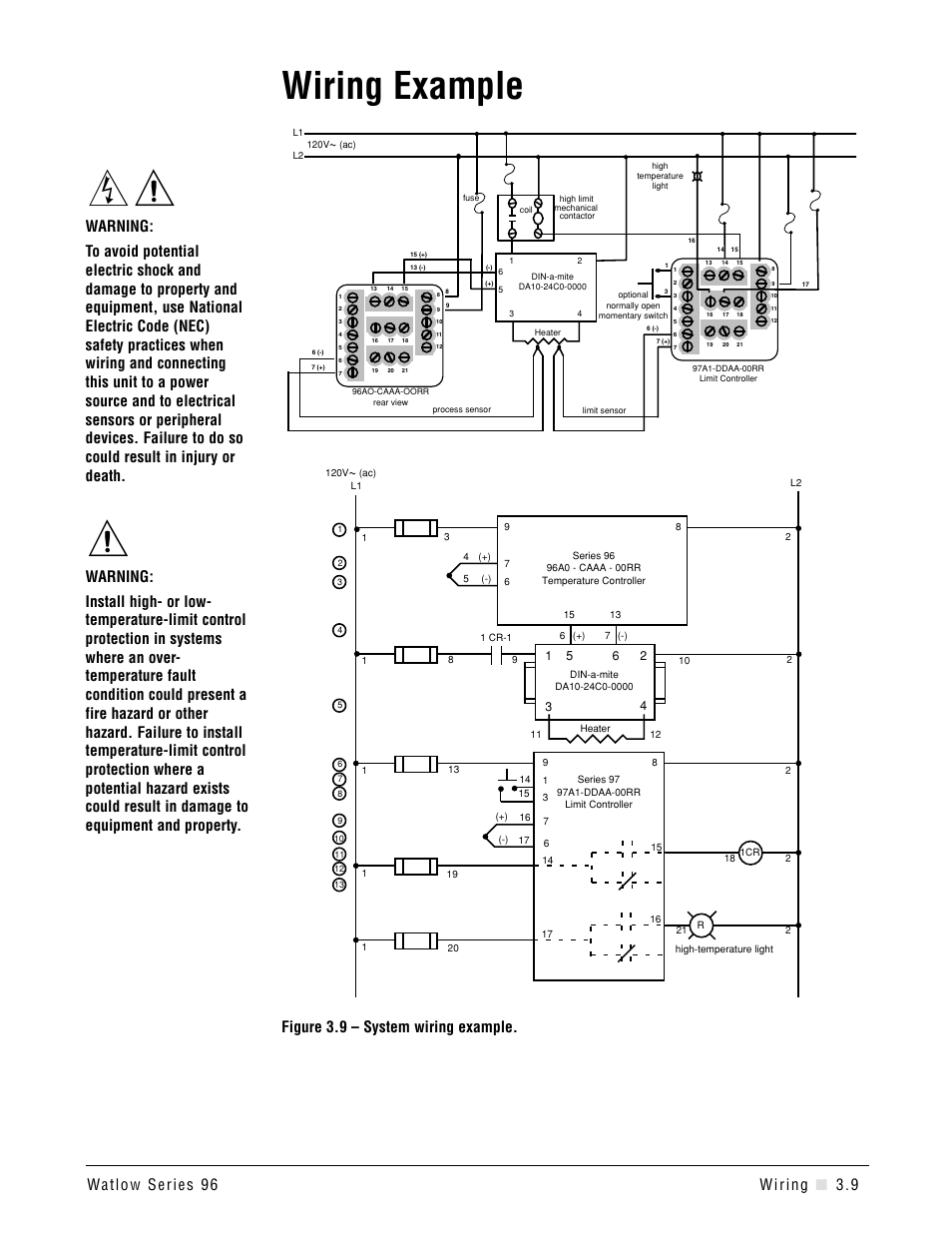 Wiring example, Figure 3.9 – system wiring example | Watlow Series 96 User Manual | Page 15 / 72