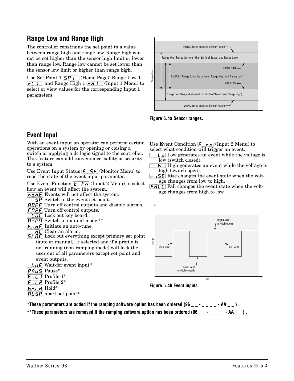 Range low and range high, Event input | Watlow Series 96 User Manual | Page 23 / 72