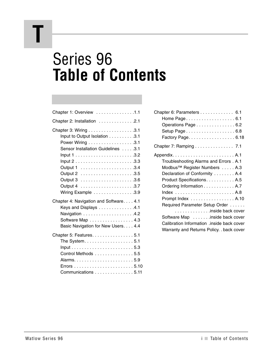 Watlow Series 96 User Manual | Page 3 / 72