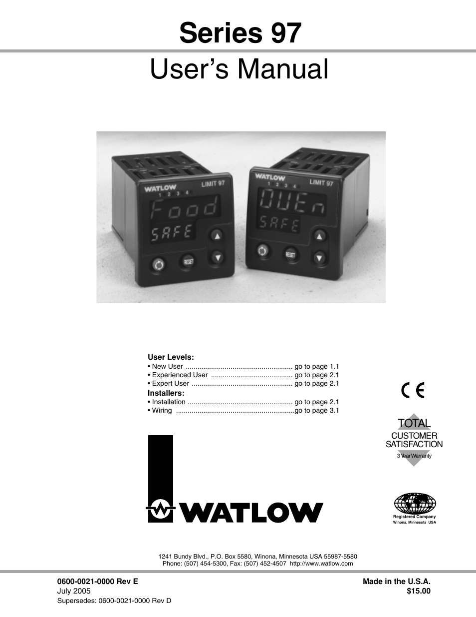 Watlow Series 97 User Manual | 88 pages