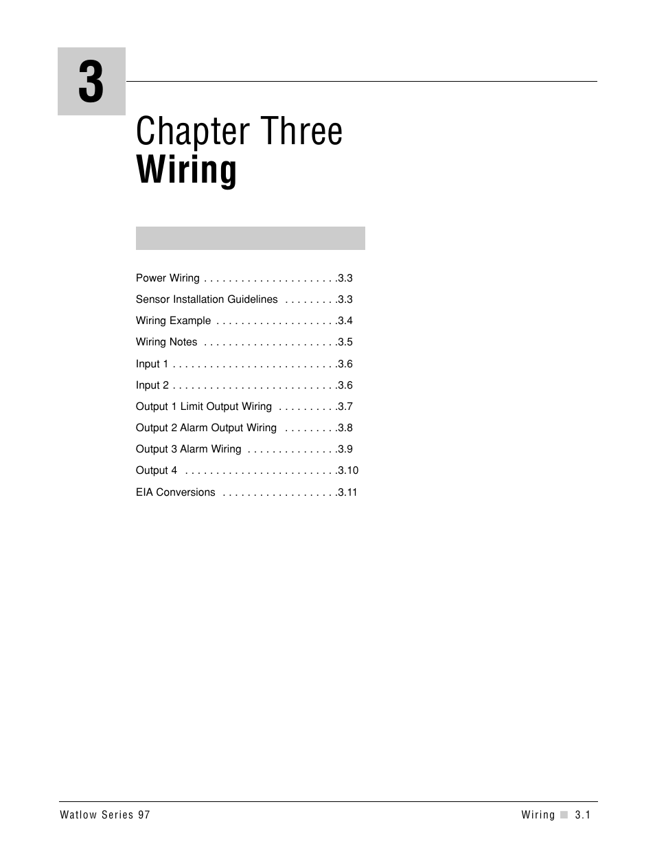 Chapter three wiring | Watlow Series 97 User Manual | Page 11 / 88