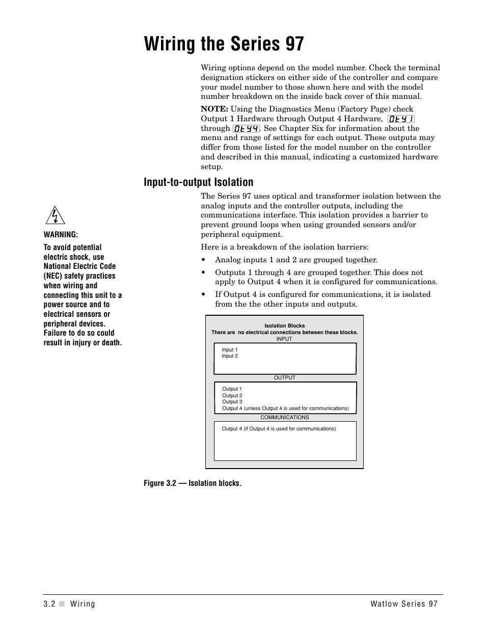 Wiring the series 97, Input-to-output isolation | Watlow Series 97 User Manual | Page 12 / 88