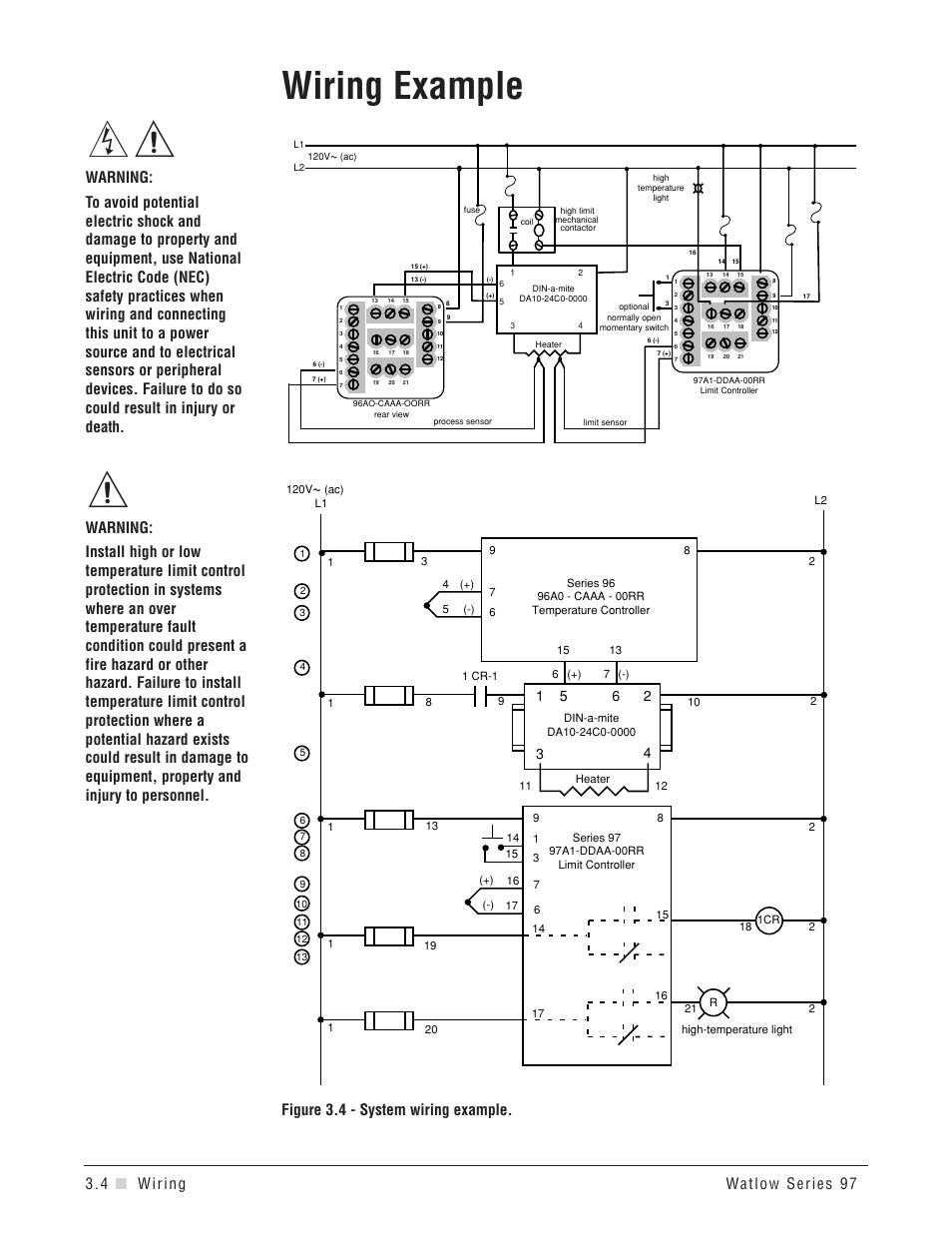 Wiring example, Figure 3.4 - system wiring example | Watlow Series 97 User Manual | Page 14 / 88