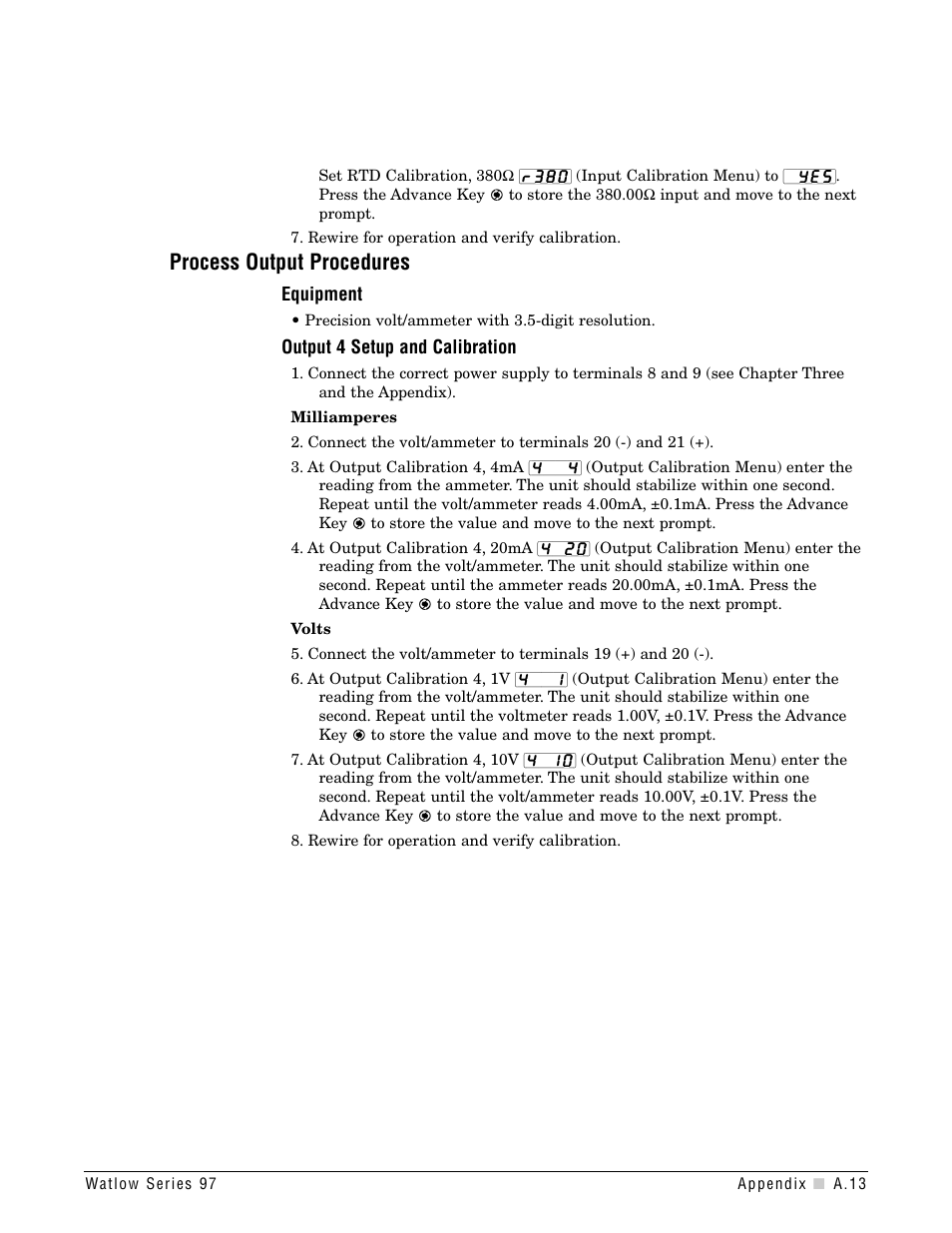 Process output procedures | Watlow Series 97 User Manual | Page 75 / 88