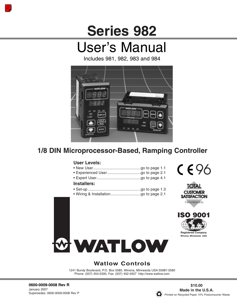 Watlow Series 982 User Manual | 141 pages