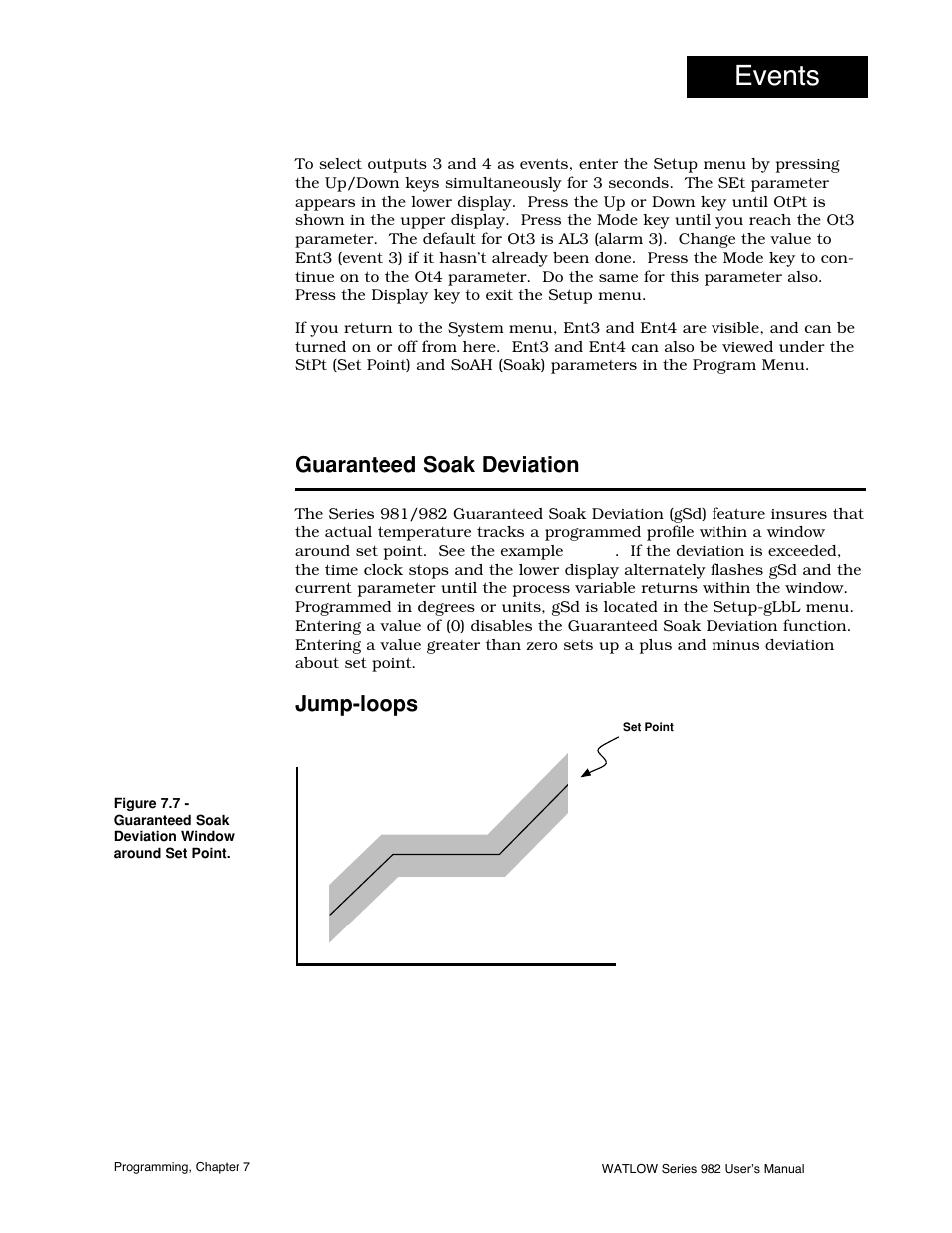 Guaranteed soak deviation, 7 guaranteed soak deviation, Events | Jump-loops | Watlow Series 982 User Manual | Page 101 / 141
